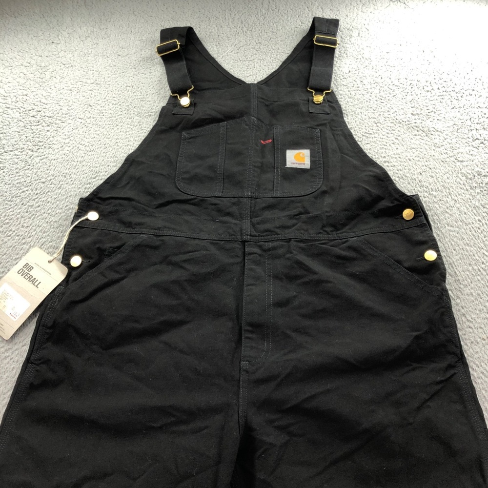 Carhartt Overall Men 36x32 Black WIP Work In Progress Canvas Double Knee Bib NEW